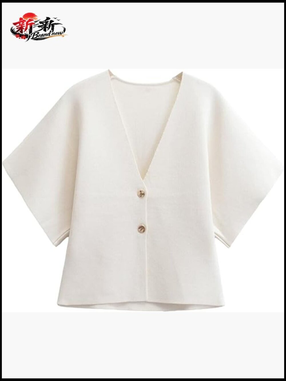 Oversized Short Sleeve V-Neck Button Cardigan Lightweight Knit Sweater